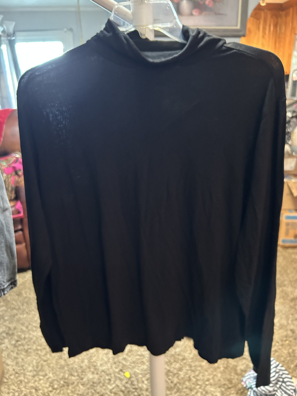 Black Long Sleeve Turtleneck Top Size 2X